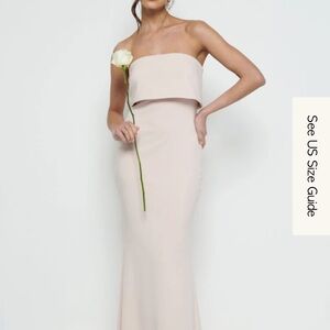Pretty Lavish Pink Nude Strapless Julia Dress Crepe Maxi Bridesmaids dress